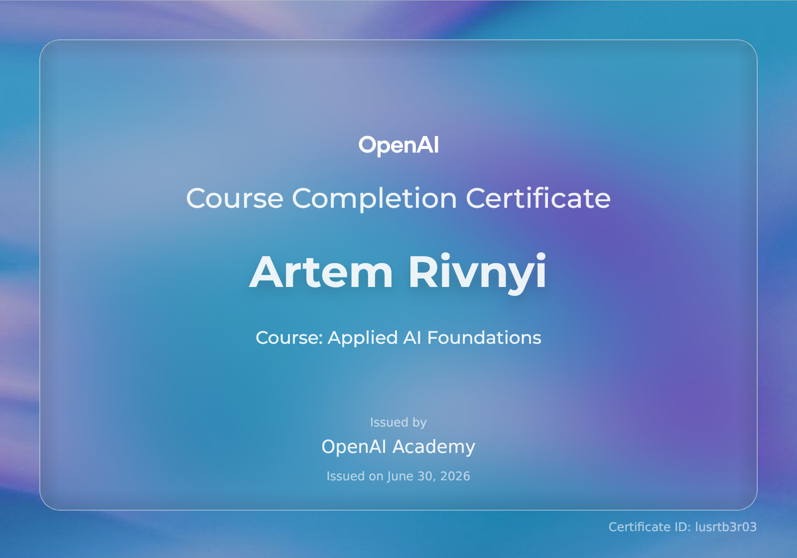 OpenAI Applied AI Foundations Certificate